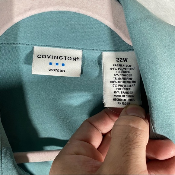Covington Women’s Blouse Teal Blue Size 22W Button Up‎ Grandmacore Cottagecore - Picture 3 of 9